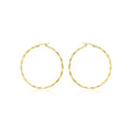 9K Yellow Gold 42mm Diamond Cut Faceted Hoop Earrings