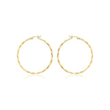 9K Yellow Gold 42mm Diamond Cut Faceted Hoop Earrings