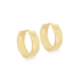 9K Yellow Gold Faceted Small Hoop Earrings