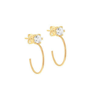 9K Yellow Gold CZ Half Hoop Earrings