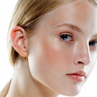 9K Yellow Gold CZ Half Hoop Earrings