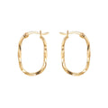 9K Yellow Gold Twisted Oval Hoop Earrings