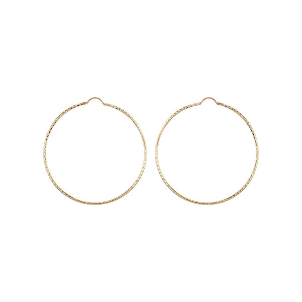 9K Yellow Gold 30mm Diamond Cut Hoop Earrings