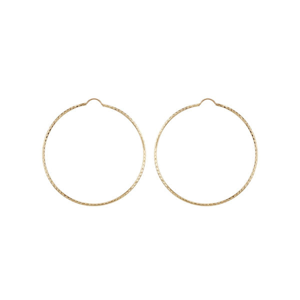 9K Yellow Gold 40mm Diamond Cut Hoop Earrings