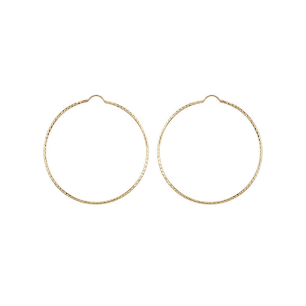 9K Yellow Gold 60mm Diamond Cut Hoop Earrings