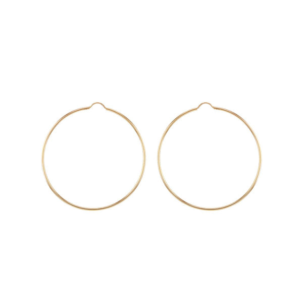 9K Yellow Gold 40mm Plain Hoop Earrings