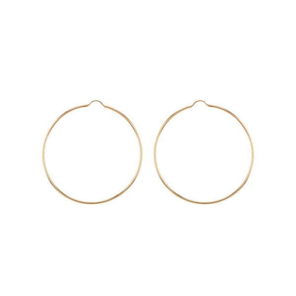 9K Yellow Gold 50mm Plain Hoop Earrings