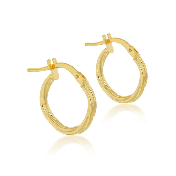 9K Yellow Gold Twisted Hoop Earrings