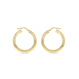 9K Yellow Gold 15mm Diamond Cut Hoop Earrings