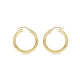 9K Yellow Gold 20mm Diamond Cut Hoop Earring