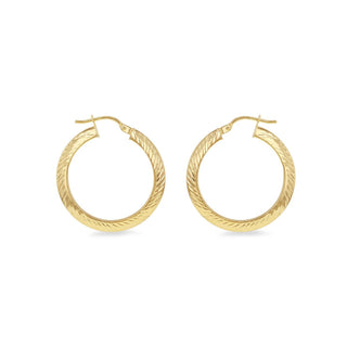 9K Yellow Gold 20mm Diamond Cut Hoop Earring