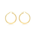 9K Yellow Gold Round-Tube 30mm Hoop Creole Earrings
