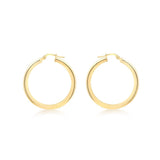 9K Yellow Gold Round-Tube 30mm Hoop Creole Earrings