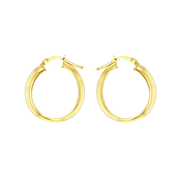 9K Yellow Gold 22mm Round Hoop Creole Earrings