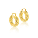 9K Yellow Gold Thick Twist Creole Hoop Earrings