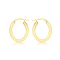 9K Yellow Gold Flat Oval Creole Earrings