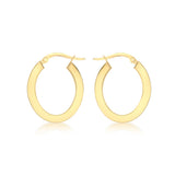 9K Yellow Gold Flat Oval Creole Earrings