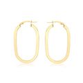 9K Yellow Gold Square-Tube Oval Creole Earrings