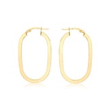 9K Yellow Gold Square-Tube Oval Creole Earrings