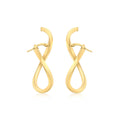 9K Yellow Gold Square-Tube Illusion-Wave Creole Earrings
