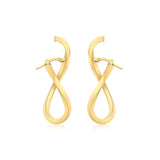 9K Yellow Gold Square-Tube Illusion-Wave Creole Earrings