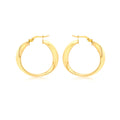 9K Yellow Gold 24mm Wave Creole Earrings