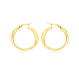 9K Yellow Gold 24mm Wave Creole Earrings