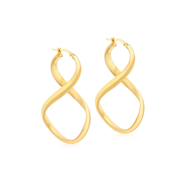 9K Yellow Gold 'Figure 8' Creole Earrings