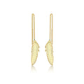 9K Yellow Gold Leaf Pull-Through-Chain Earrings
