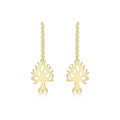 9K Yellow Gold 'Tree of Life' Pull-Through Chain Earrings
