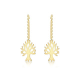 9K Yellow Gold 'Tree of Life' Pull-Through Chain Earrings