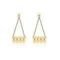 9K Yellow Gold Bar & Hanging-Discs Drop Earrings