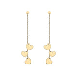 9K Yellow Gold 3-Heart Drop Earrings