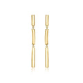 9K Yellow Gold Curved Hollow 3-Bar Drop Earrings