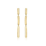 9K Yellow Gold Curved Hollow 3-Bar Drop Earrings