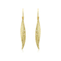 9K Yellow Gold Cubic Zirconia Leaf Drop Earrings