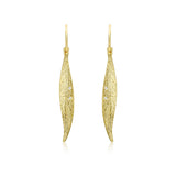 9K Yellow Gold Cubic Zirconia Leaf Drop Earrings