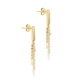 9K Yellow Gold Bars with Tassels Drop Earrings