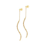 9K Yellow Gold Diamond Cut Tube & Chain Stud Earrings