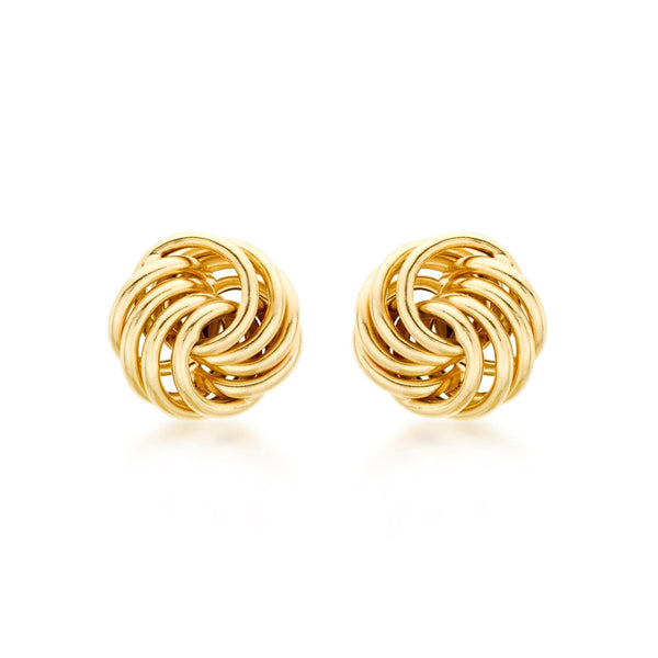 9K Yellow Gold 10mm Knot Stud Earrings