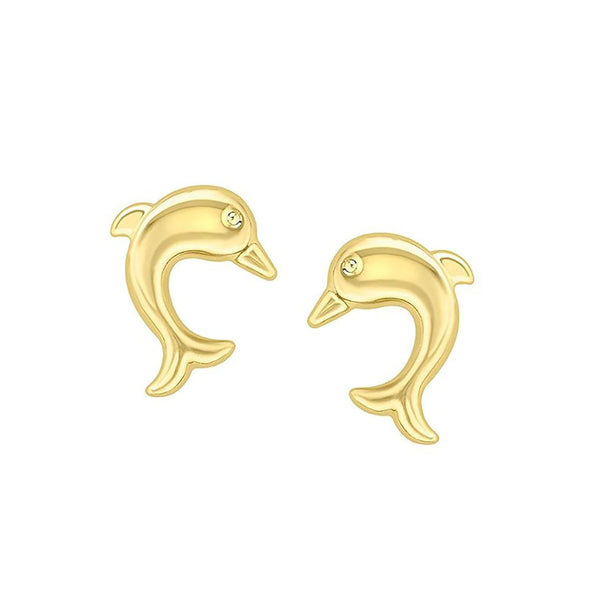 9K Yellow Gold 'Dolphin' Stud Earrings