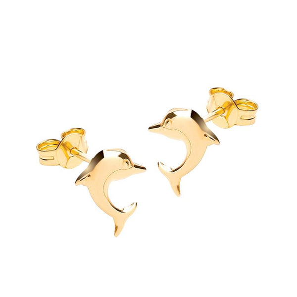 9K Yellow Gold 'Dolphin' Stud Earrings