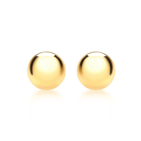 9K Yellow Gold 8mm Half-Ball Polished Stud Earrings