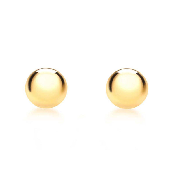 9K Yellow Gold 7mm Polished Ball Stud Earrings