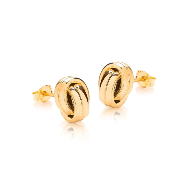 9K Yellow Gold Knot Stud Earrings
