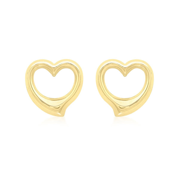 9K Yellow Gold Heart Stud Earrings