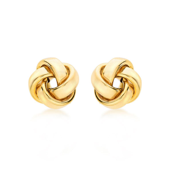 9K Yellow Gold 11mm Knot Stud Earrings