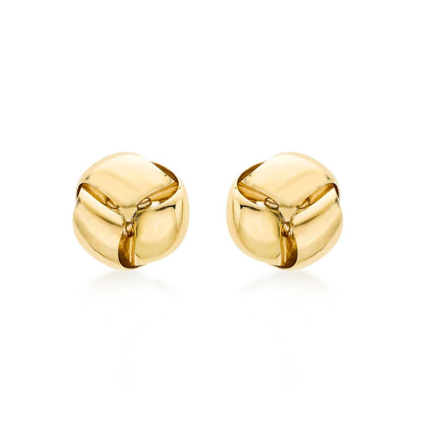 9K Yellow Gold 9mm Knot Stud Earrings