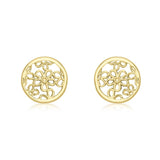 9K Yellow Gold Filigree Round Stud Earrings