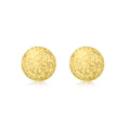 9K Yellow Gold 10mm Diamond Cut Ball Stud Earrings